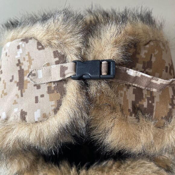 Nathaniel Cole Crown Cap Large Trapper Aviator Hat Camo Faux Fur - Picture 10 of 12